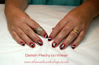 Gelish Red-y to-Wear with feather and Vegas Nights - Click here to enlarge this image