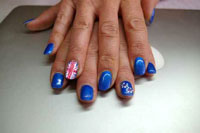 Gelish Ocean Wave with Union Jack and flower detail