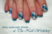 House of Gelish Cashmere Kind of Gal with a stripe of My favourite Accessory, Waterfields stripe and dot detail with dot detail on undersides - Click here to enlarge this image
